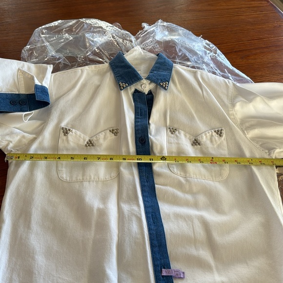 Spencer Creations Tucson AZ Vintage 90s Contrast Medium Denim Button Up - Picture 9 of 15